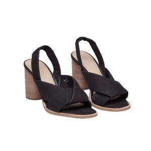 COS Knotted Nubuck Goat Leather Block Heeled Slingback Sandals In Black Size 9
